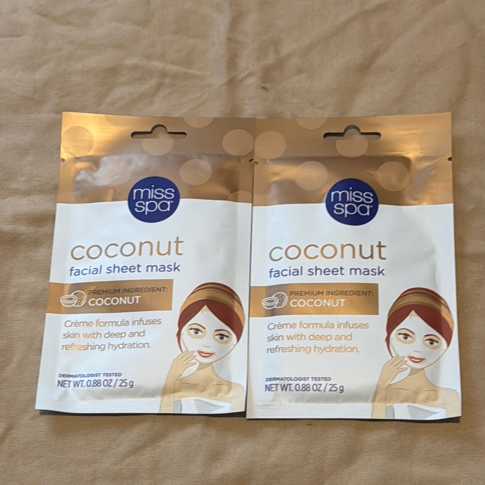 2 new Miss Spa Coconut Facial Sheet Mask